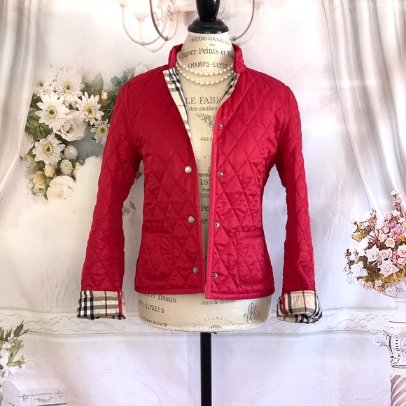 Burberry Jackets & Blazers - Burberry Red Quilt Jacket